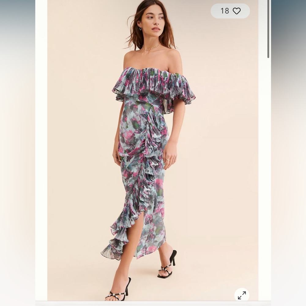 Hutch Off-The-Shoulder Ruffled Column Dress